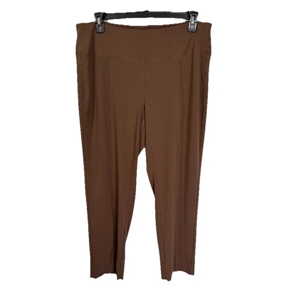 J Jill Wearever Leggings Pants Size XL Brown Smooth Fit Slim Leg Pintucked Ponte - Picture 1 of 9